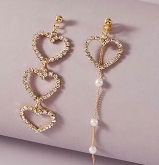 Heart stones and pearl earrings set