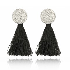 Black Tassel Metal Earrings