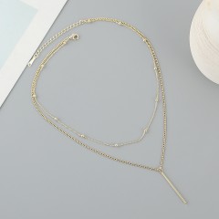 Gold-plated temperament double necklace