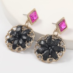 Fashion creative artificial leather flower earrings