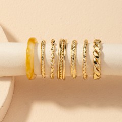 Fashion resin metal rings 7 pieces set