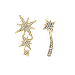 Star asymmetrical silver needle earrings