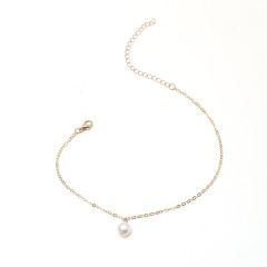 Simple metal small pearl anklet