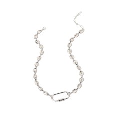 Fashion geometric oval lock necklace