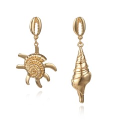 Fashion metal starfish conch shell earrings
