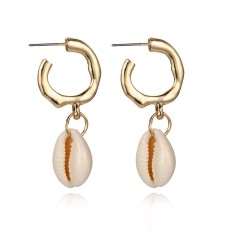 Fashion metal starfish conch shell earrings
