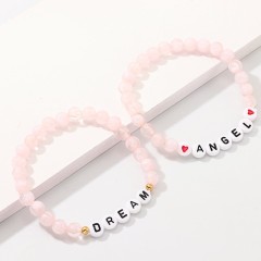 Fashion Women Accessories Pink Dream Angel Letter Bead Bracelet Fashion Bracelet