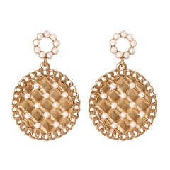 Simple geometric round alloy earrings