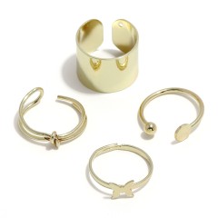 Simple retro knotted butterfly 4-piece ring