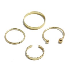 Simple retro geometric 4-piece plain ring