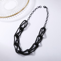 Retro exaggerated multi-layer matte necklace black