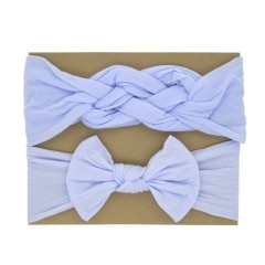 Children's nylon bow solid color elastic knot hairband set