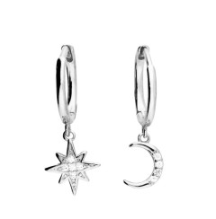 Star and moon hoop earrings