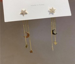 Moon and stars golden earrings