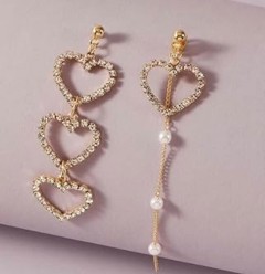 Heart stones and pearl earrings set