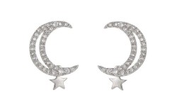 Moon and star silver earrings