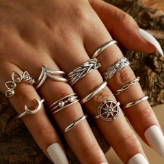 Retro silver ring set
