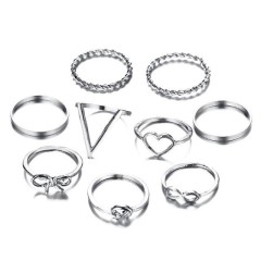 Silver circle rings set