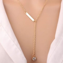 simple style leaf gold plated alloy pendant necklace