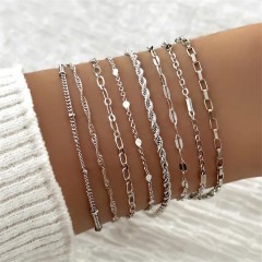 Simple Style Gold cable chain Chain & Link Bracelets Silver