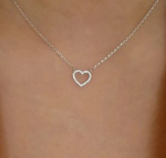 vintage style geometric rhinestone Silver necklace