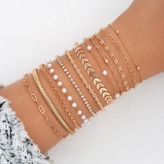 Simple Style Heart Shape and Pearl bracelet set