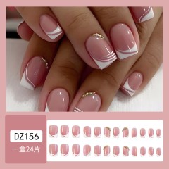 simple style french plastic nail patches 1 set