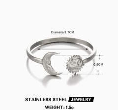 Jewelry Hip-Hop Sun Moon Stainless Steel 18K silver Plated Rings