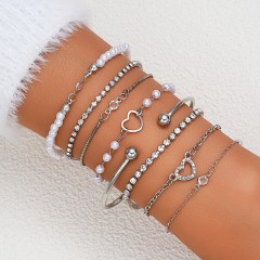 Elegant Simple Style Heart Shape Imitation Pearl Alloy Beaded Chain