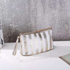 Classic Style Stripe Cloth Square White Makeup Bags