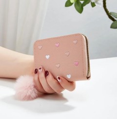 Women's Square Heart Shape Pu Leather Zipper Wallets