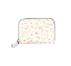 Women's Letter Cat Pu Leather Zipper Wallets