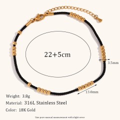 vintage style geometric color block stainless steel women's anklet