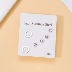 stainless steel alloy rhinestones plating inlay ear studs
