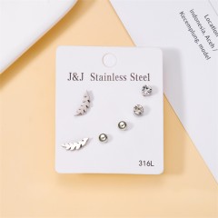 stainless steel rhinestones plating inlay ear studs