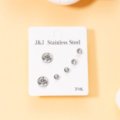 stainless steel alloy rhinestones plating inlay ear stud