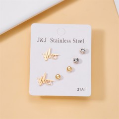 stainless steel alloy rhinestones plating inlay ear studs inf