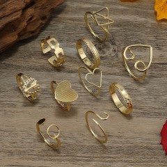 simple style heart shape women open rings