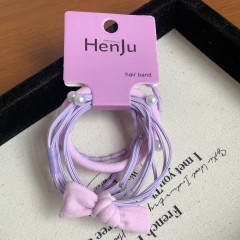 Lady Women's Bow Knot Cloth Hair Tie purple