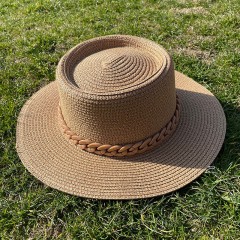 women's simple style color chain sun hat