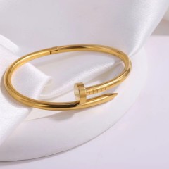 Titanium Steel 18K Gold Plated Rhinestones Bangle
