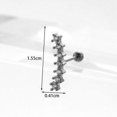 Ear Cartilage Rings & Studs Fashion Geometric 316L Stainless Steel Copper Inlaid Zircon