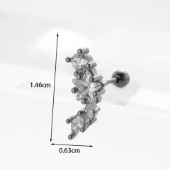 Ear Cartilage Rings & Studs Fashion Geometric 316L Stainless Steel Copper Inlaid Zircon b