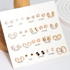 1 set lady geometric plating studs