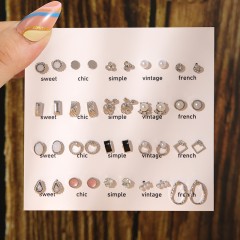 1 set lady geometric plating alloy ear stud