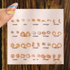 1 set geometric plating alloy ear studs