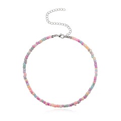Fashion circle glass beaded women's choker
