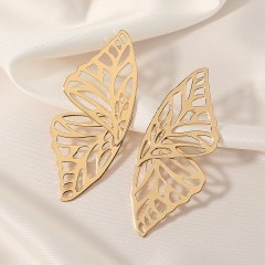Butterfly Hollow Out Inlay Alloy Copper Pearl Ear Studs
