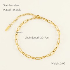 Casual Simple Style Solid Plating Titanium Gold Plated Women Anklet