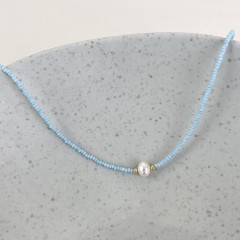 Bohemian geometric beaded freshwater pearl women's necklace